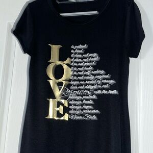 Gold and black love T-shirt dress